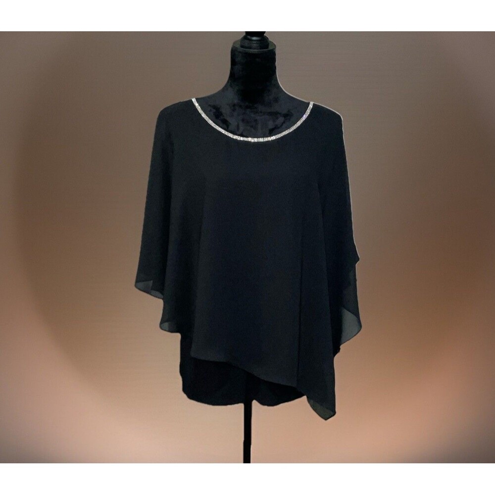 JM Collection Women’s Blouse And Sheer Asymmetrical Overlay Size XXL